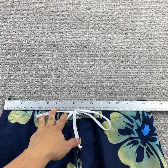 Corona Beer Swim Trunks Men Large L 34 Navy Blue Floral Bathing Suit Shorts Surf - Picture 10 of 13